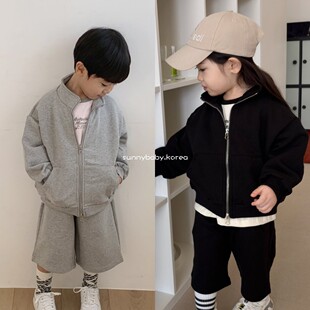 GOGUMA韩国进口童装代购 26春女童中小童小立领纯色插兜卫衣外套