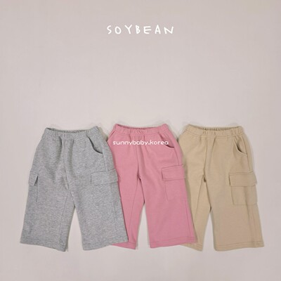SoyBean韩国童装代购26春男女小大童棉纯色侧兜舒适宽松休闲卫裤