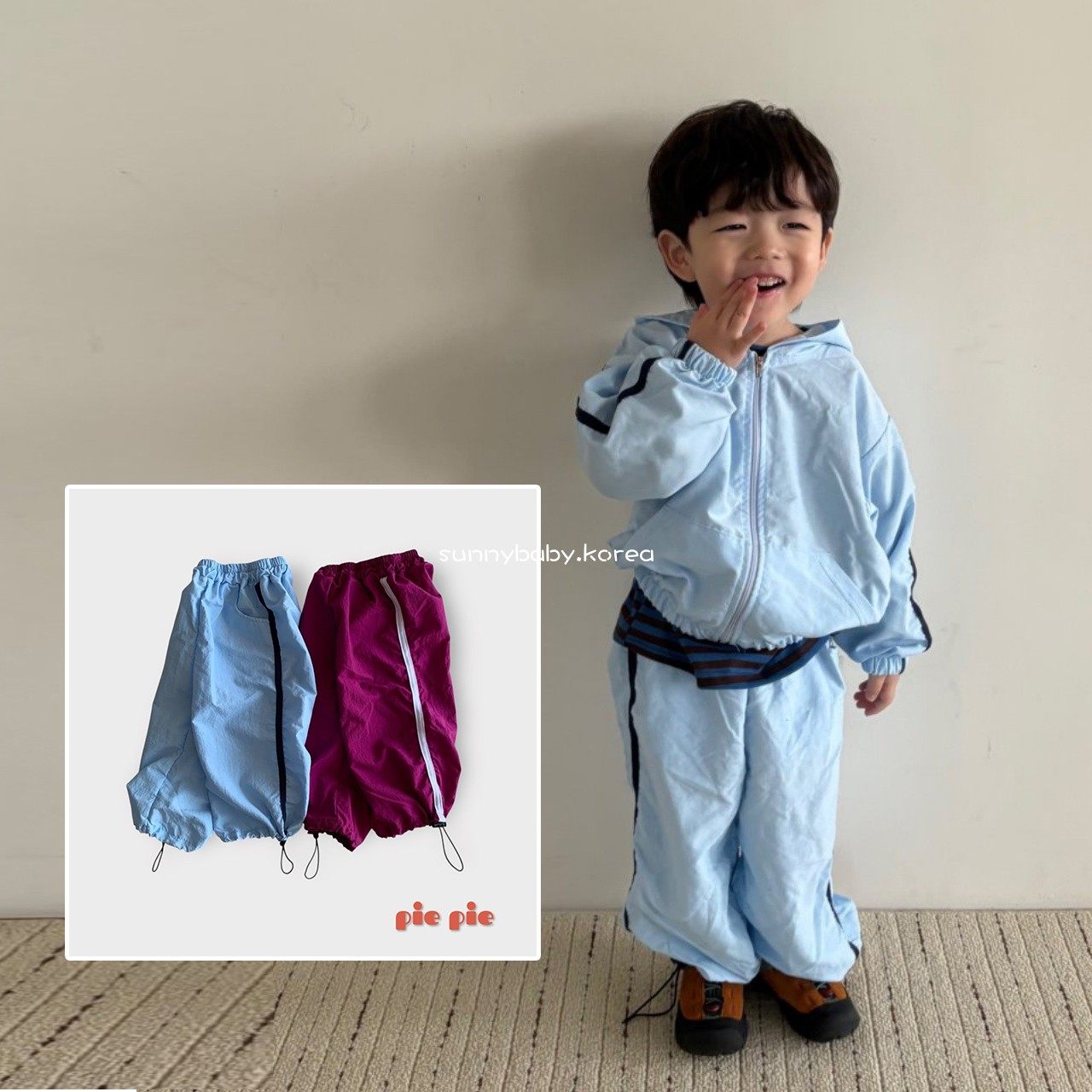 PIE韩国进口童装代购 26春男女童小童边条拼色可抽绳束脚裤运动裤,童装/婴儿装/亲子装,裤子,淘宝优惠券,粉丝福利购,淘宝优惠卷