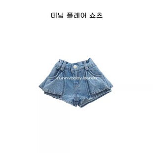 热裤 26夏女童小大童复古做旧拼接牛仔短裤 代购 ZANCLOVER韩国童装