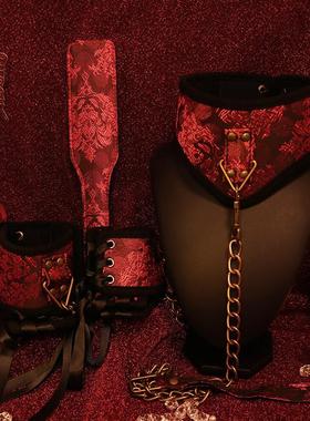 不误正夜~国风丝绸颈炼项圈马鞭皮鞭sp小圈工具套装m牵引狗炼子