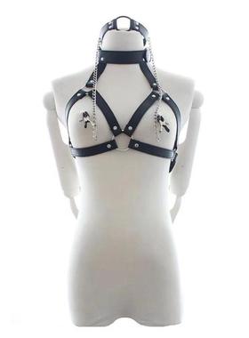 狗牌项圈绳颈环捆绑牵引蝴蝶结炼条用具套装皮革新款口塞欧美真皮