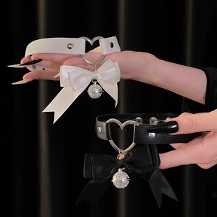 林学姐~性感纯欲风氛围蝴蝶结铃铛项圈女朋克牵引绳小狗套装