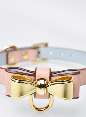 蝴蝶结项圈女皮质脖圈颈圈项链锁骨链禁欲系