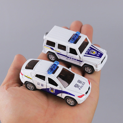 警车套装合金回力迷你儿童玩具玩具车仿真小汽车模型男孩交警摩托