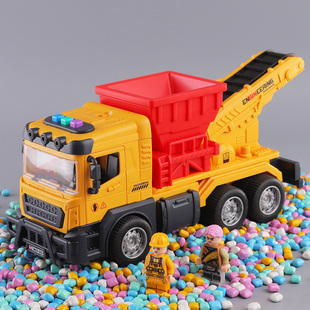 大号电动传输带工程车开门玩具车儿童惯性音乐传送带履带运沙车