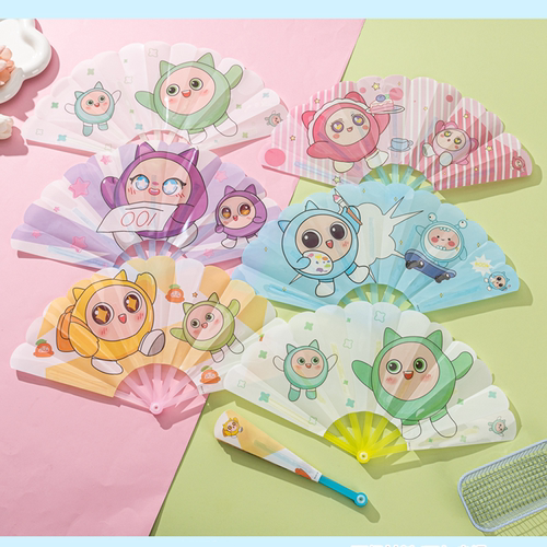 蛋仔派对卡通可爱夏季手摇扇随身便携塑料折叠扇学生小扇子ins风