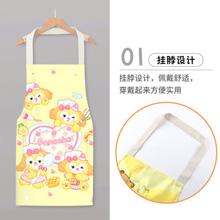 韩版 创意 时尚 围裙家用厨房做饭上班卡通工作服擦手围腰防水无袖