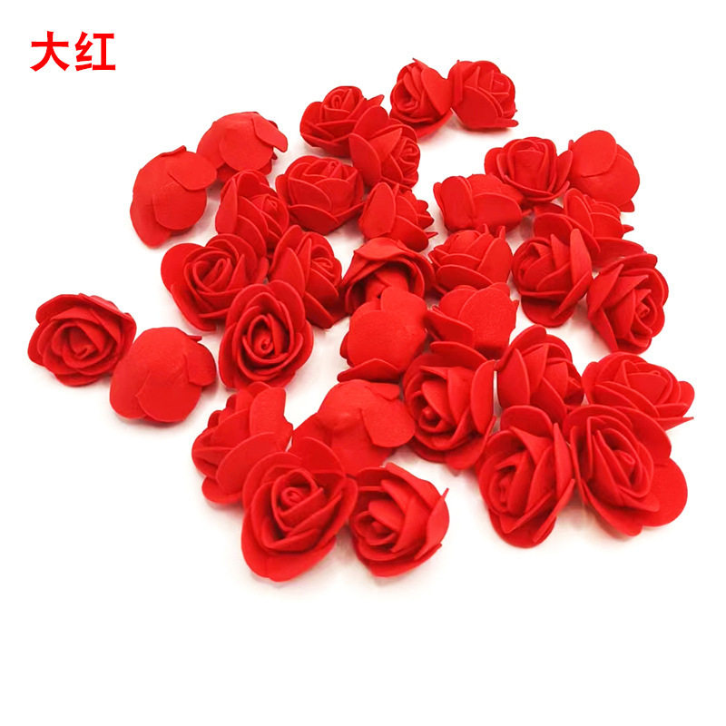 仿真玫瑰花头 3.5假花花头PE泡沫花头玫瑰花朵仿真花玫瑰熊永生花
