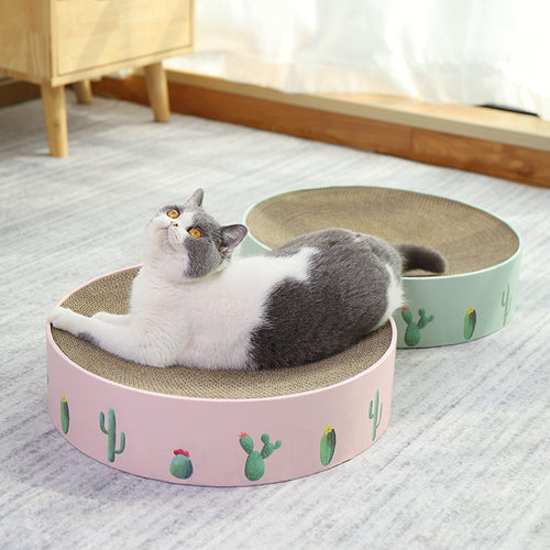 仙人掌猫抓板窝圆形猫抓窝瓦楞纸盆瓦楞纸猫窝猫床猫玩具猫抓盆