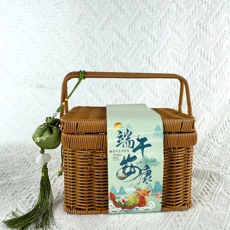仿藤编手提鸡蛋篮端午节婚庆宝宝满月回礼盒收纳筐野餐篮聚餐篮