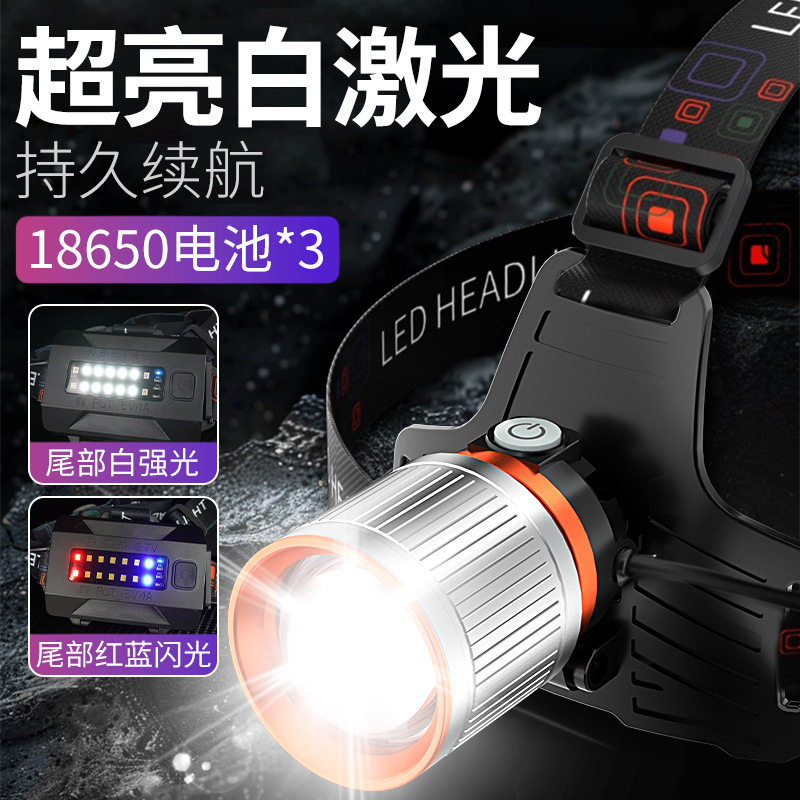led头灯野外强光长续航锂电户外专用夜钓鱼灯头戴式照明灯手电筒