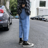 9221-P45港风牛仔裤男春夏长裤水洗潮流休闲直筒裤青年裤子浅蓝，男装牛仔裤，电商A080