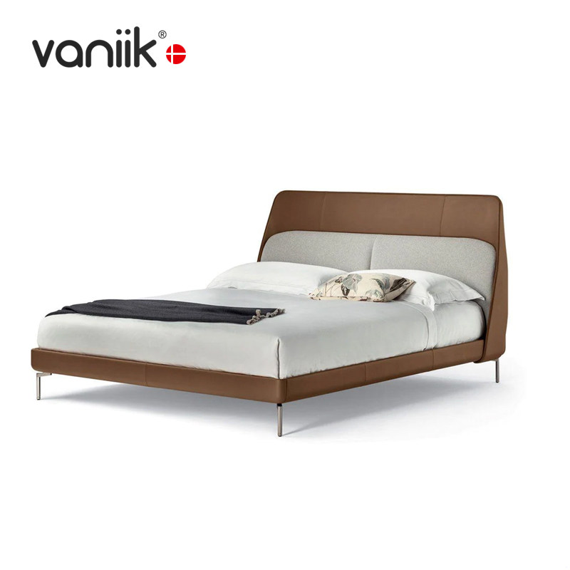vaniik/ 意式简约轻奢软包皮革床Coupé别墅主卧双人1.8米真皮床