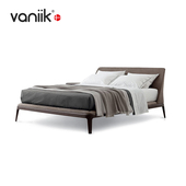 vaniik 双人床 Kelly 意式 极简现代主卧实木框架皮革布艺休闲舒适
