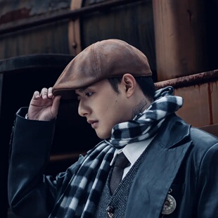 鸭舌帽前进帽八角英伦复古贝雷帽男秋冬帽子休闲四季时尚百搭