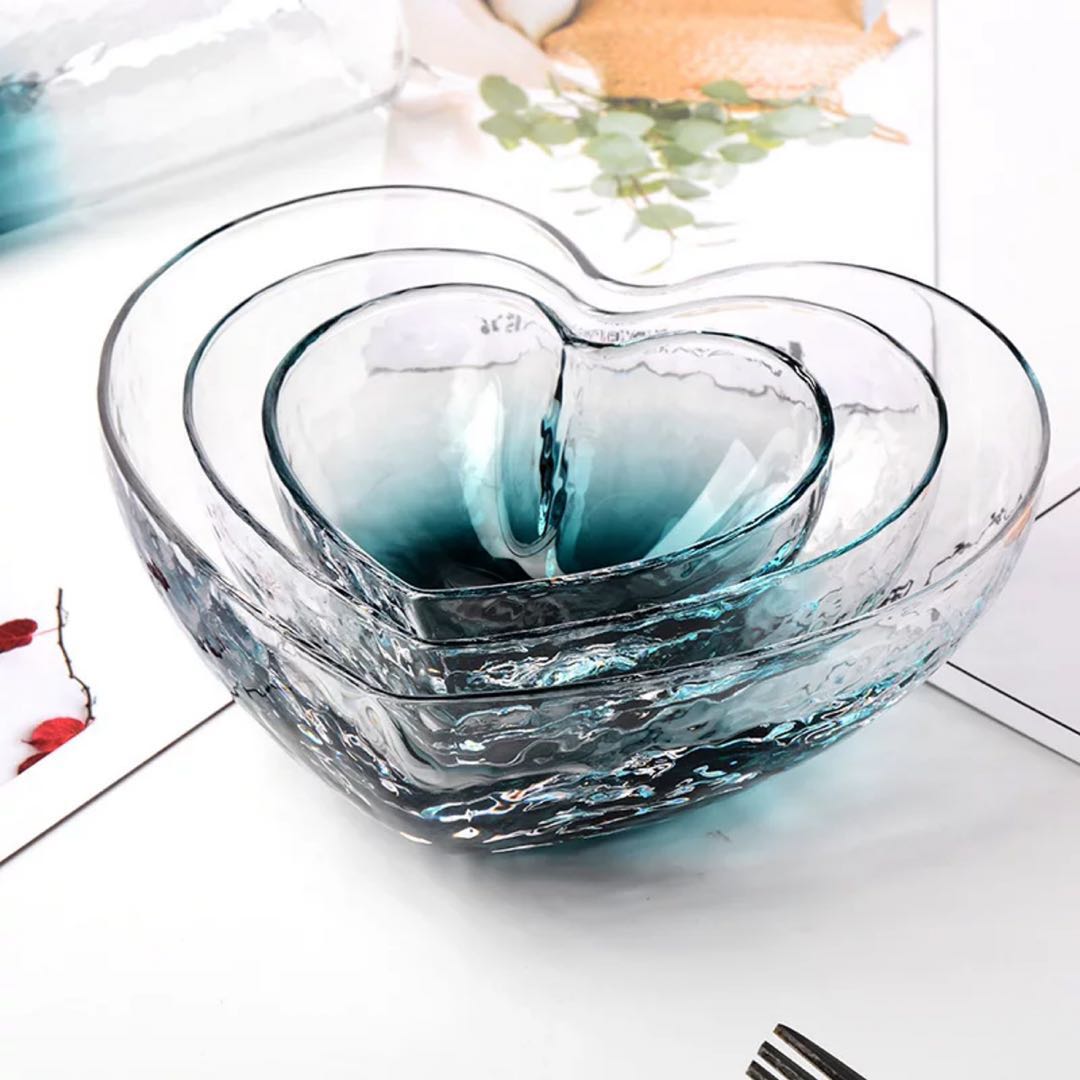 Creative love dark green heart-shaped cup dessert fruit glass bowl
