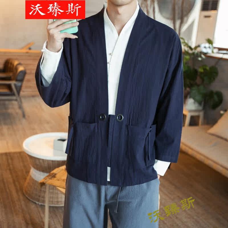 和服日式男道袍7分袖沃臻斯 七分袖t恤男短袖中国风宽松薄款开衫|ruв категории плесень играть/Аниме/вокруг/cos/настольные игры, Косплей одежды/реквизит/услуги, Косплей мужской одежды - от Buy2taobao.com для оказания профессиональной услуги покупки агента Taobao