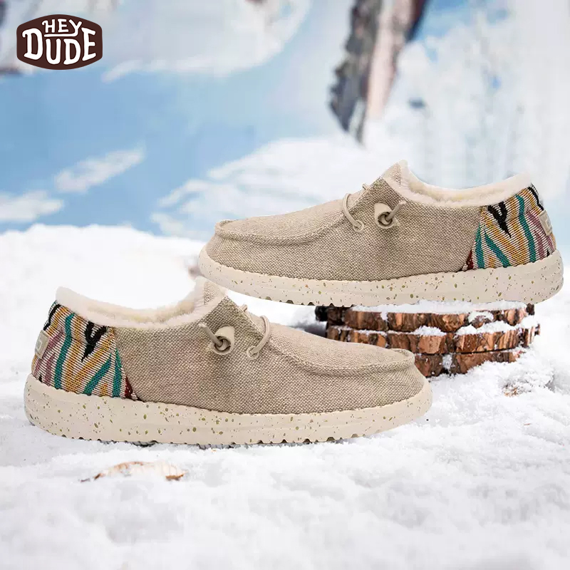 dude休闲女鞋加绒保暖舒适棉鞋