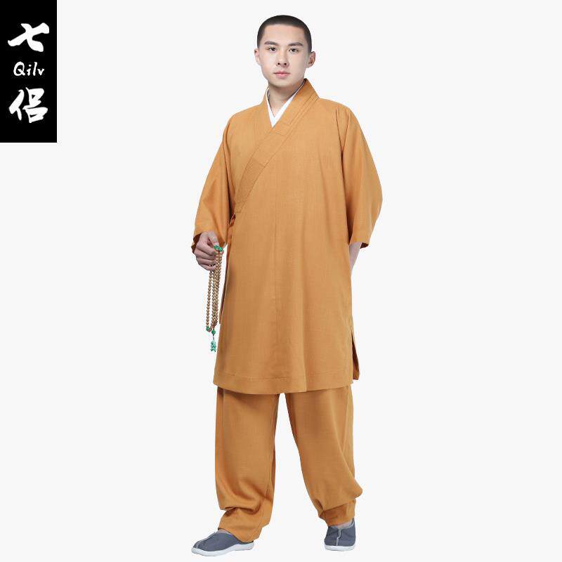 特价尚远七侣僧服夏季新冰丝短褂七分袖免绑腿套装透气僧人僧衣僧