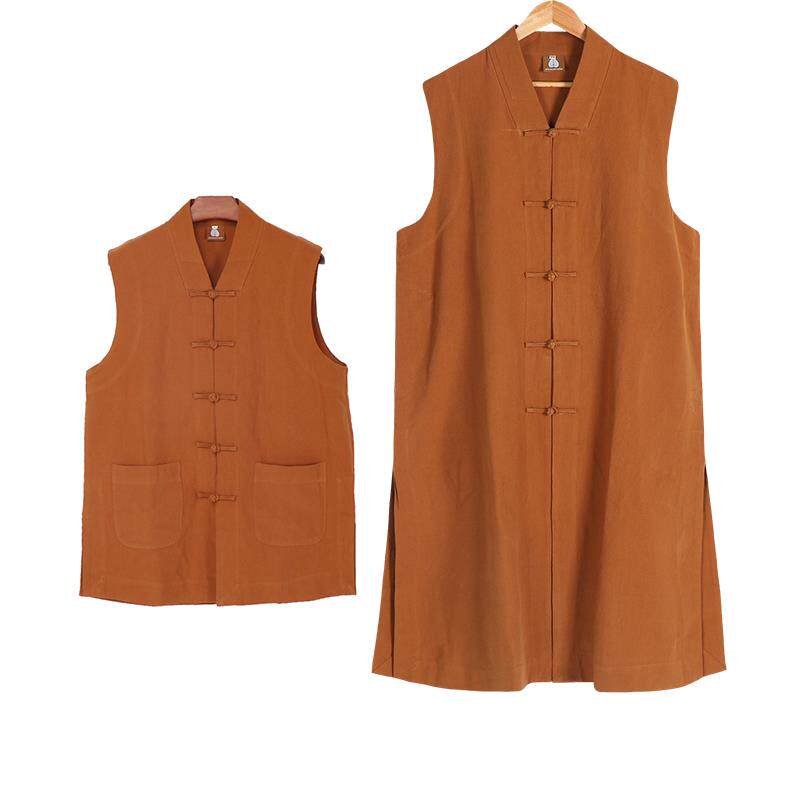 新款善之缘僧服马甲水洗亚麻伽蓝褂春秋款出家师父背心和尚衣珈蓝