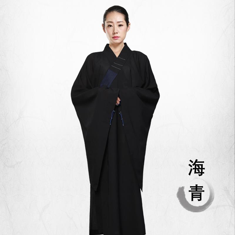 新款僧服海青居士服女款春夏秋季透气海清长衫大褂咖啡色黑色和尚