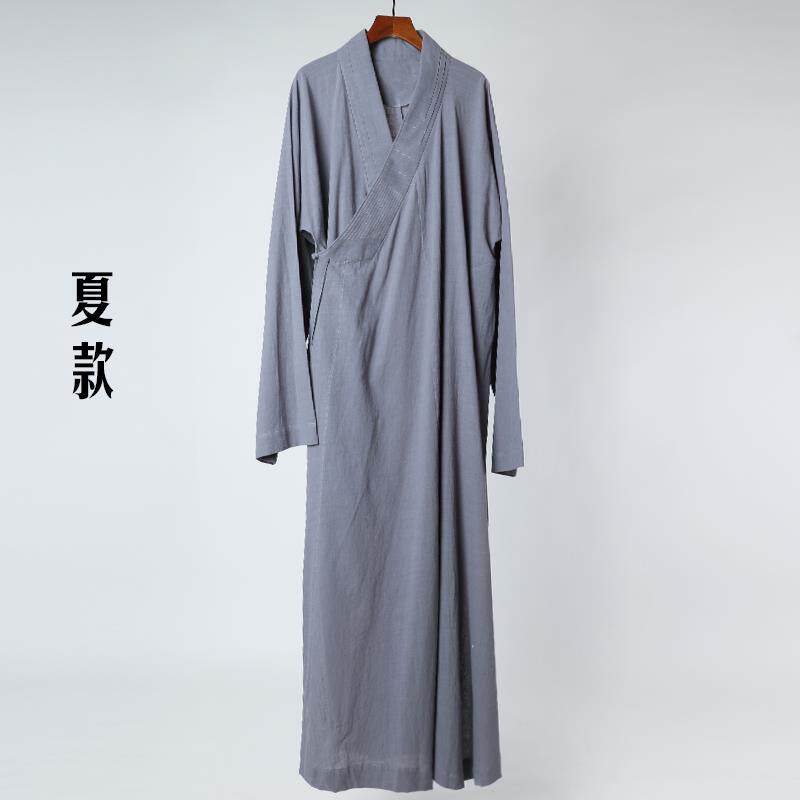 新款夏天僧服长褂大褂僧袍棉麻和尚服装男女款夏季春秋比丘尼短褂