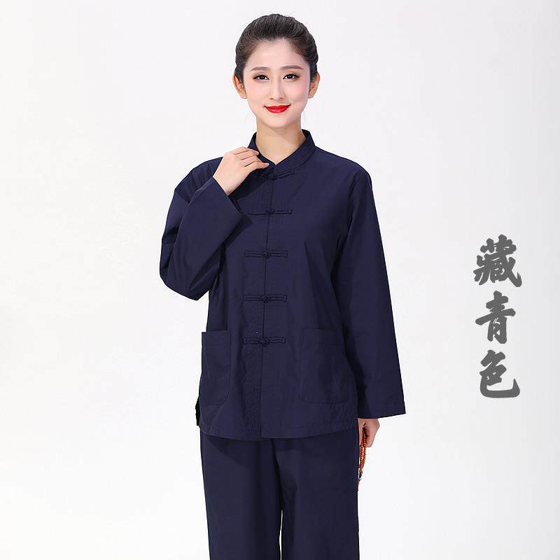 特价海青居士服僧衣女男款咖啡色海清禅修服套装春夏四季款酒红色