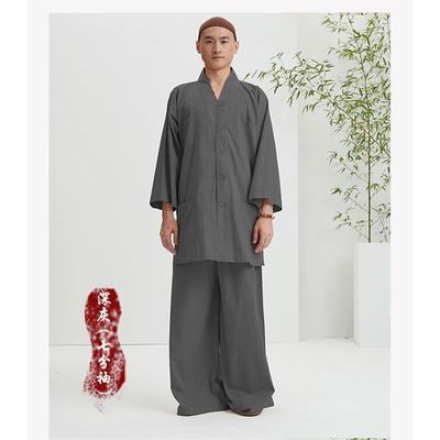 新款慈缘僧服短褂春秋薄款透气棉麻七分袖长袖僧侣可机洗和尚僧衣