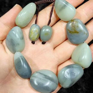 95克和田玉青花玉籽料原石手串青花黑白分明精品玉石手链大气送礼