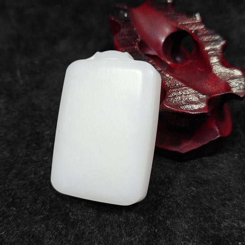 66克和田玉脂白玉成品吊坠且末羊脂白玉平安无事牌男女款收藏玉牌