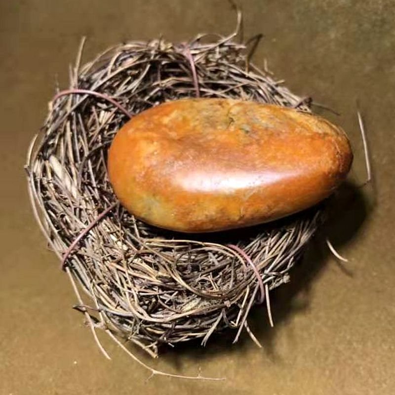 50克 新疆和田玉黄沁黄玉籽料原石 枣红皮全皮独籽原籽吊坠挂坠籽