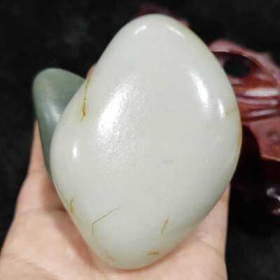 天然羊脂白玉籽料收藏精品玉把件