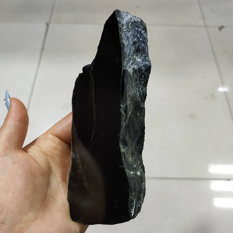 497克和田玉黑青玉山料原石切块 塔青黑羊脂天然细润牌子料雕刻料