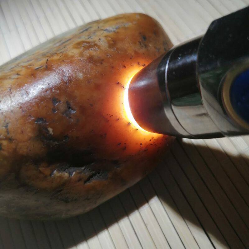 310克雪花和田玉黄沁籽料原石真皮天然籽玉秋梨皮 手把件原籽独籽