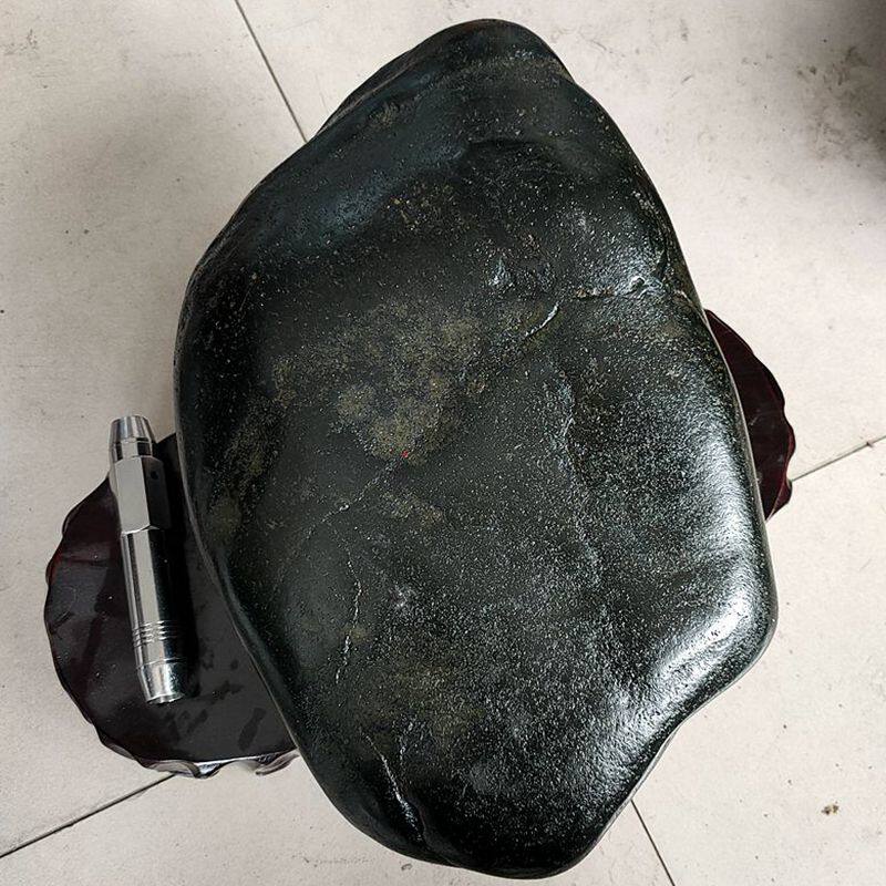 32斤和田玉黑青玉籽料原石 天然黑青原籽纯黑大块玉石摆件雕刻料