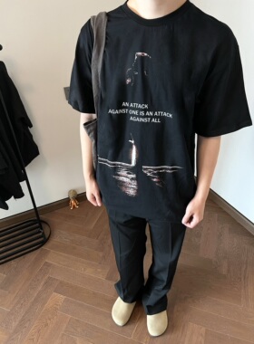 EMGR线上 重磅300g新疆长绒棉数码直喷英文印花无性别夏季短袖T恤