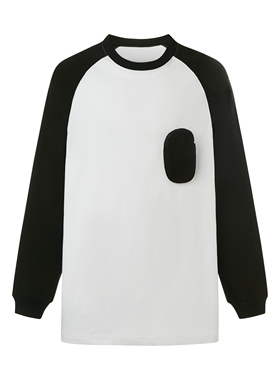 EMGR线上 高克重纯棉打底口袋细节裁片YKK黑白T恤cleanfit长袖