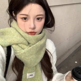 韩系氛围感纯色针织围脖 2025新款 韩国egg马海毛羊毛围巾冬季 女款