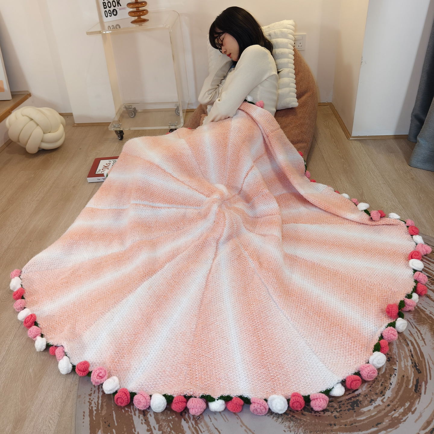 玫瑰花束毯子成品圣诞节生日礼物