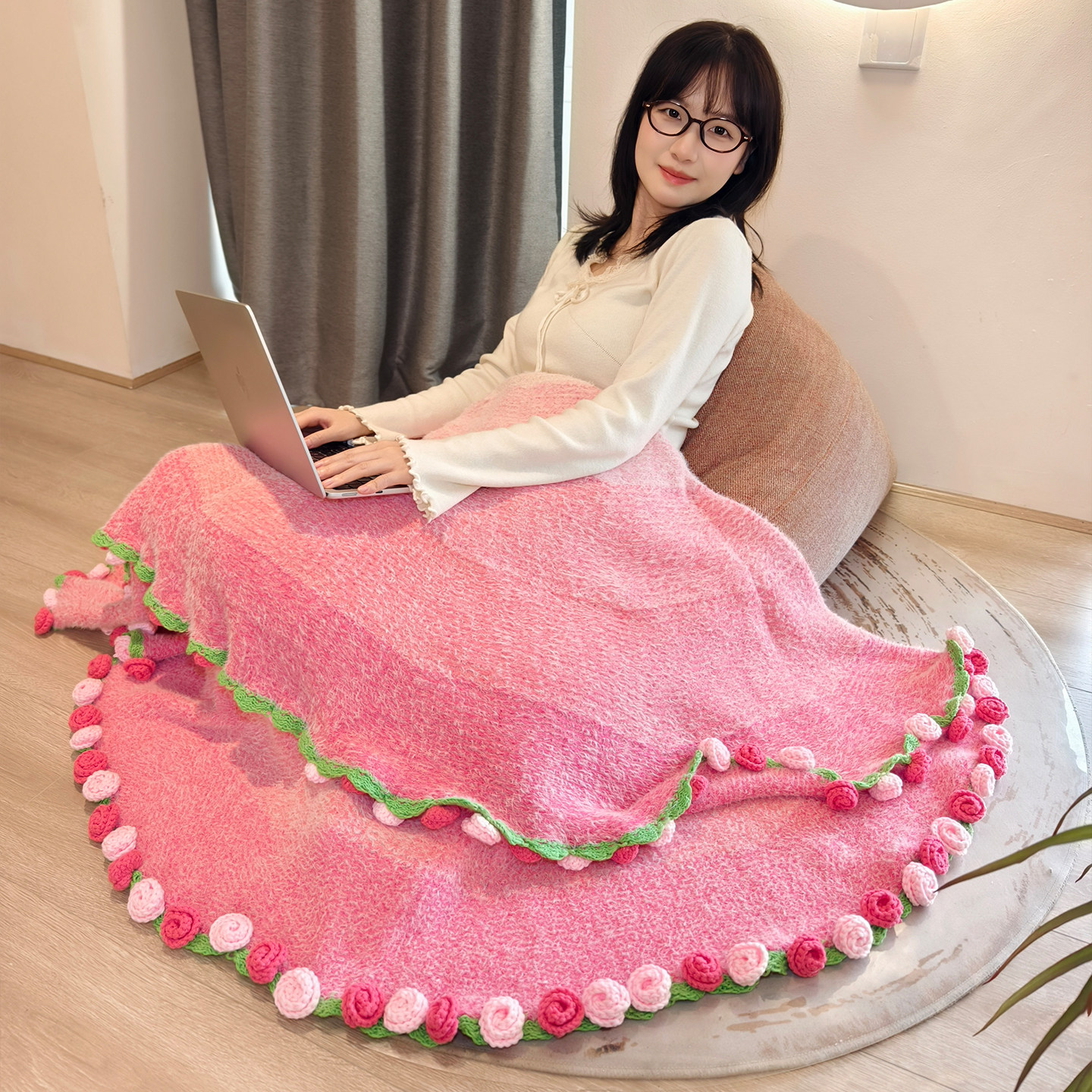 玫瑰花束毯子成品新年生日礼物女生送闺蜜女朋友实用高级感午睡毯,床上用品,休闲毯/毛毯/绒毯,淘宝优惠券,粉丝福利购,淘宝优惠卷