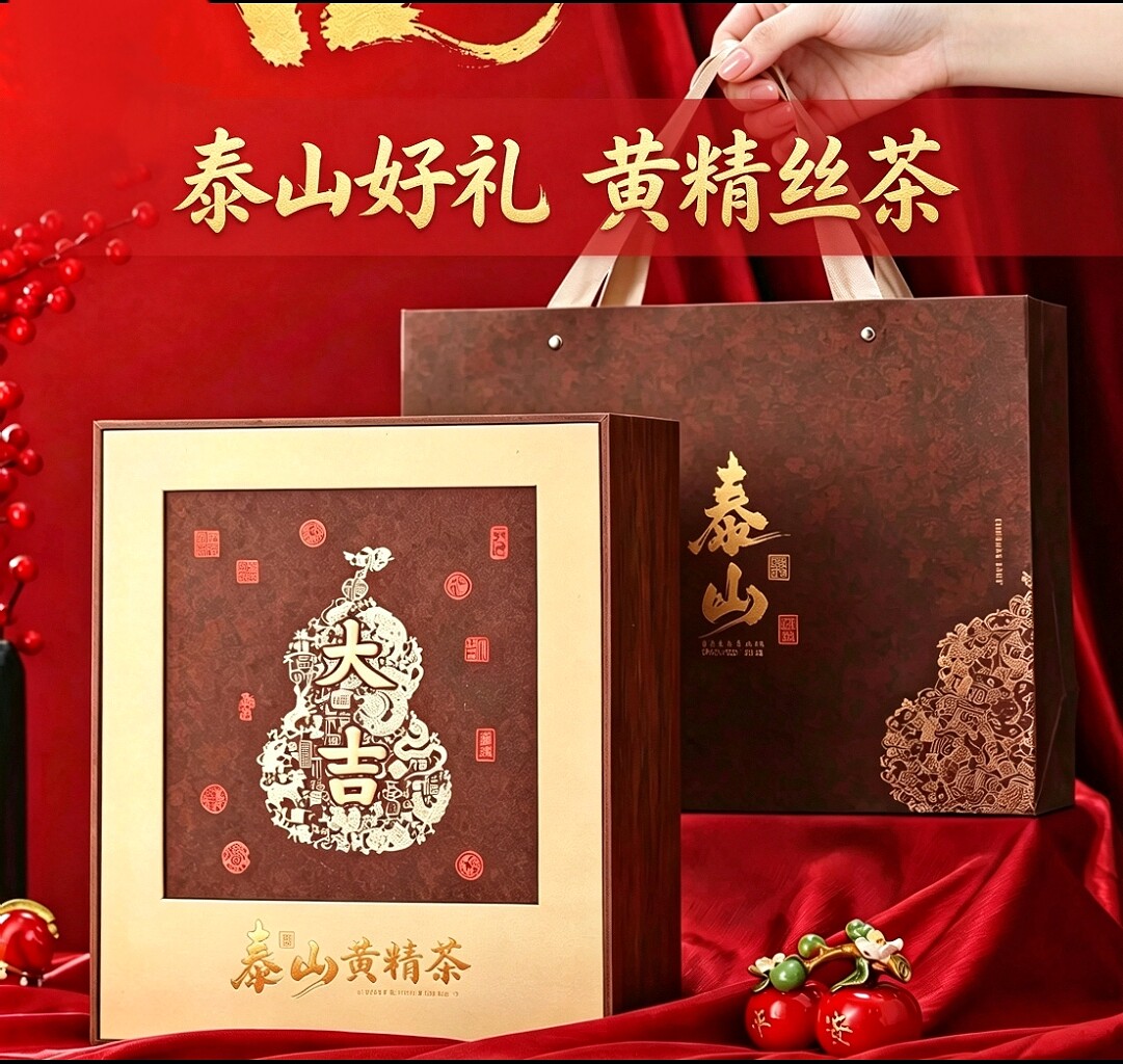 泰山黄精丝茶中秋礼盒正品中药材九蒸九晒古法炮制元气茶泰山特产