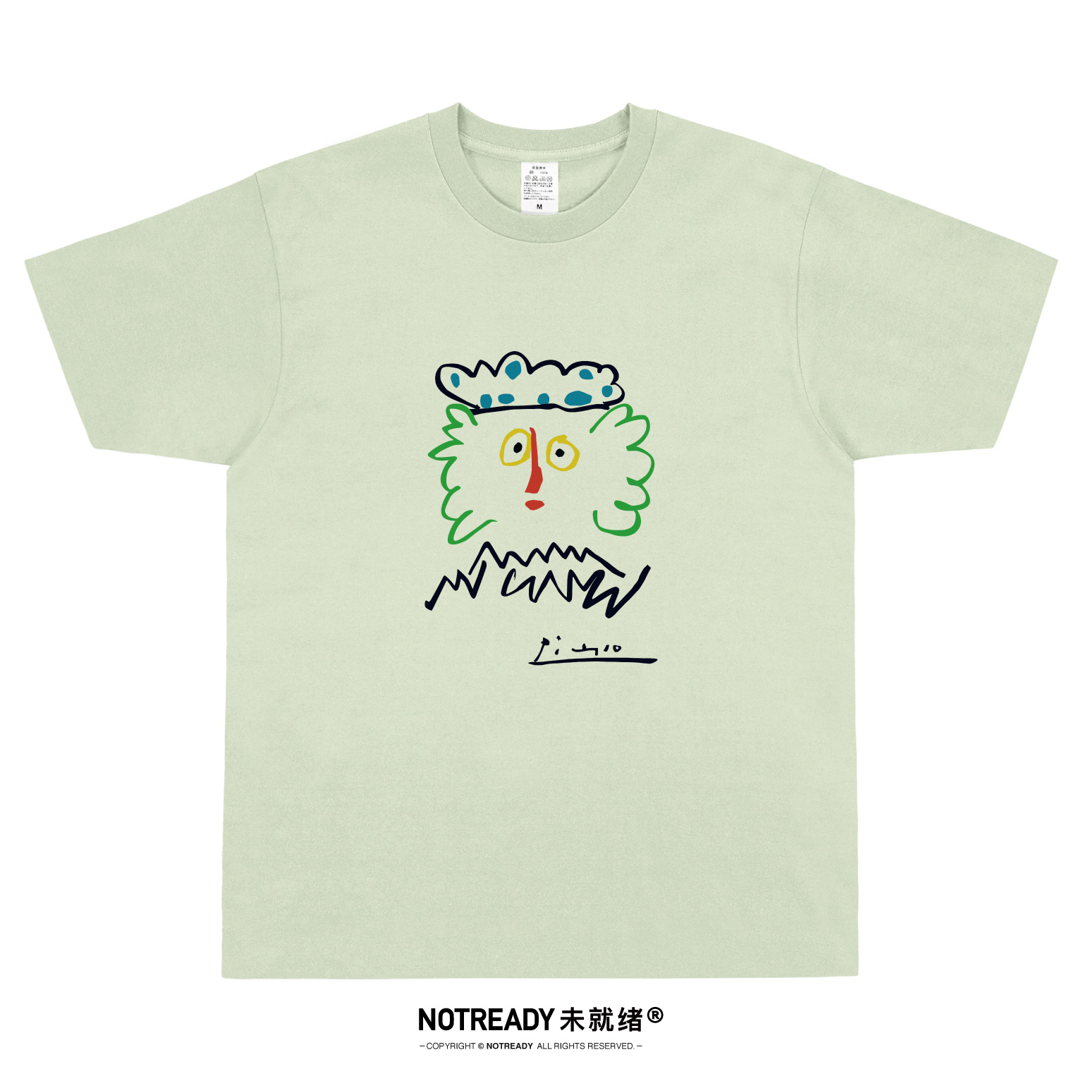NOTREADY毕加索T恤手绘简笔画人物印花纯棉艺术小众文艺男女短袖