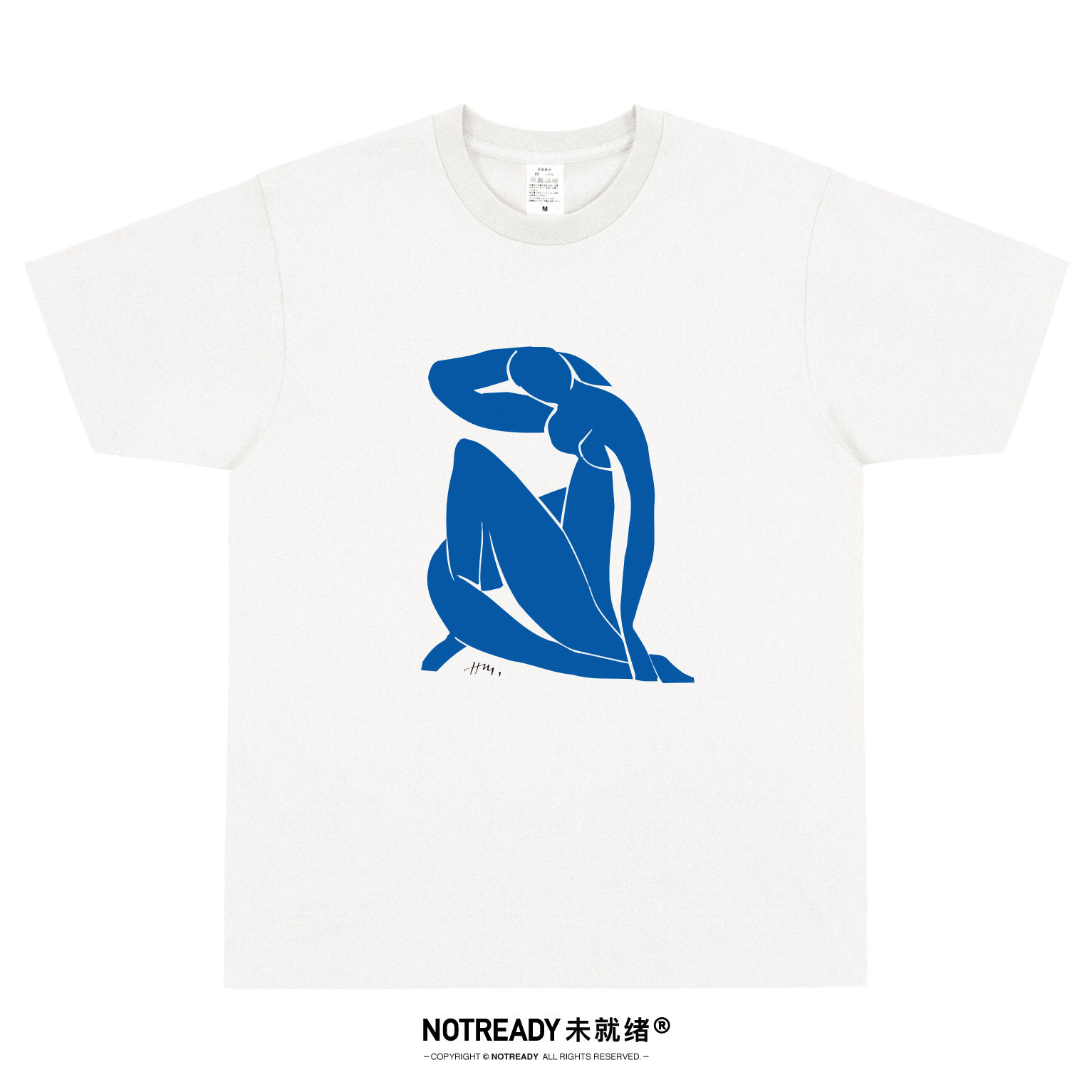 NOTREADY马蒂斯t恤蓝色人体绘画艺术t纯棉男女美术生文艺印花短袖