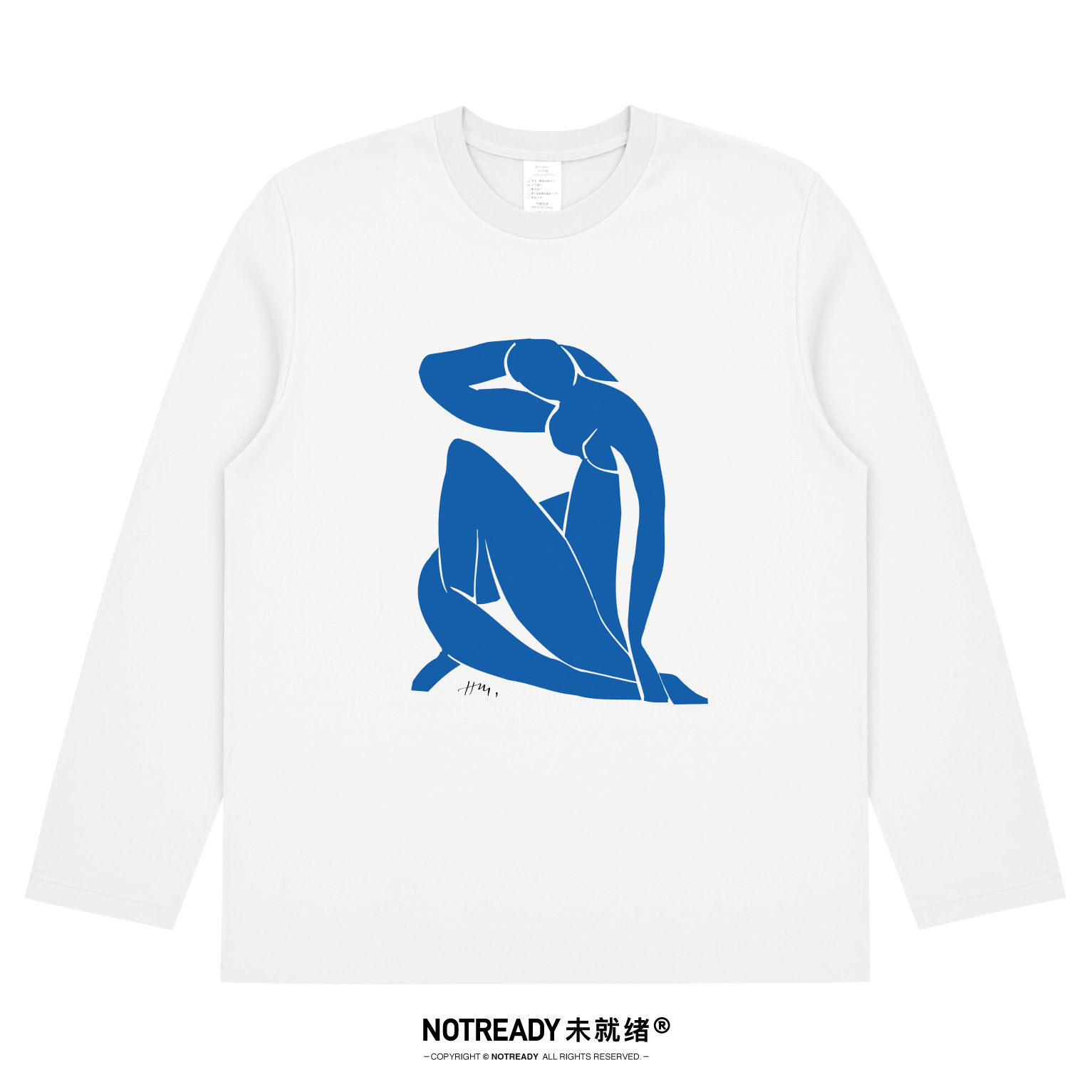 马蒂斯蓝色人体艺术小众长袖T恤