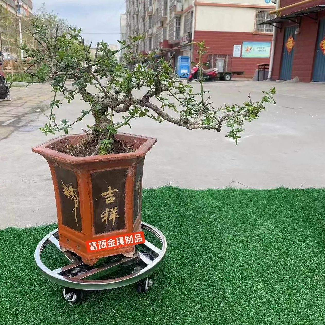底座万向轮可移动圆形不锈钢刹车鱼缸花架带车乌龟大花盆盆景底座