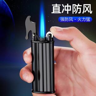 1805异形充气砂轮直冲防风打火机锌合金开盖自动出气蓝色硬火