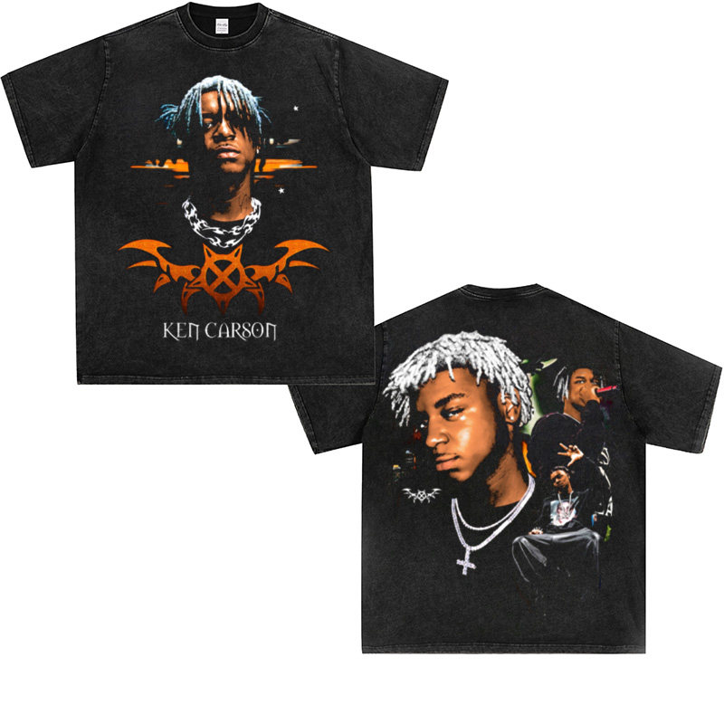 Ken Carson 肯.卡森歌手潮流宽松小领口重磅纯棉青年印花短袖T恤