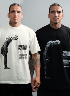 UFC Oliveira奥利维拉 短袖夏季痞帅炸街潮宽松重磅青少年美式t恤