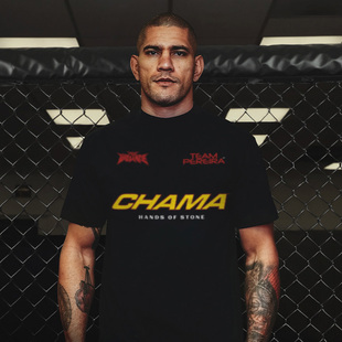 UFC Pereira佩雷拉 同款美式纯棉小领口做旧街头VTG复古长短袖T恤